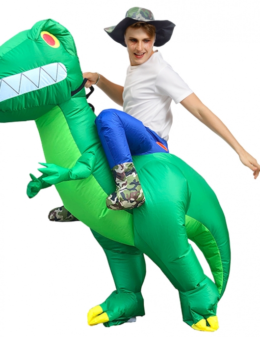 Adult Green Dinosaur T-rex Inflatable blow up Costume