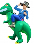 Kids Green Dinosaur T-rex Inflatable blow up Costume