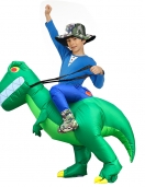 Kids Green Dinosaur T-rex Inflatable blow up Costume