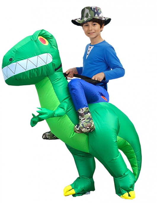 Kids Green Dinosaur T-rex Inflatable blow up Costume