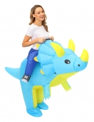 Adult Green Dinosaur Triceratops Inflatable Costume