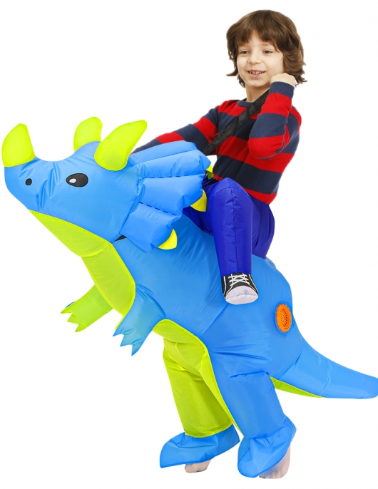 Kids Green Dinosaur Triceratops Inflatable Costume